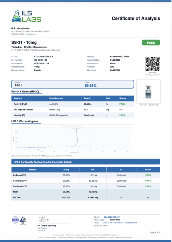 B15-COA-SS31-10MG-PAGE-1-600x846 OC-SS (SS-31) 10MG - Image 3