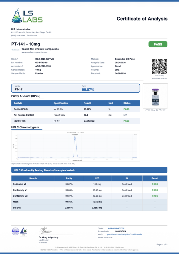 B18-COA-PT141-10MG-PAGE-1-600x850 PT-141 10MG - Image 3